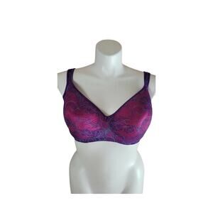 New Cacique Bra 44H Pink Purple Full Coverage Underwire Support Lace Romantic
